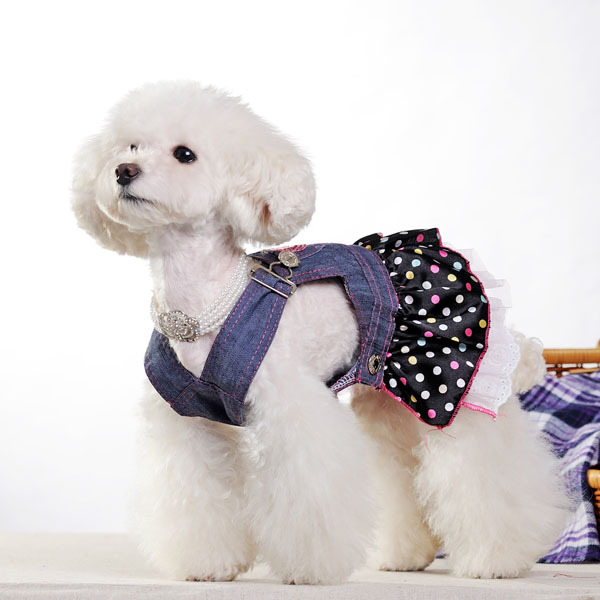 cheepet 趣派宠物衣服 爱心牛仔裙 唛哆宠物服装