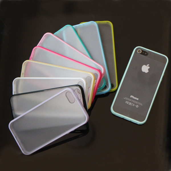 新款iphone5苹果5代双色手机壳边框tpu底壳pc超薄磨砂畅销款