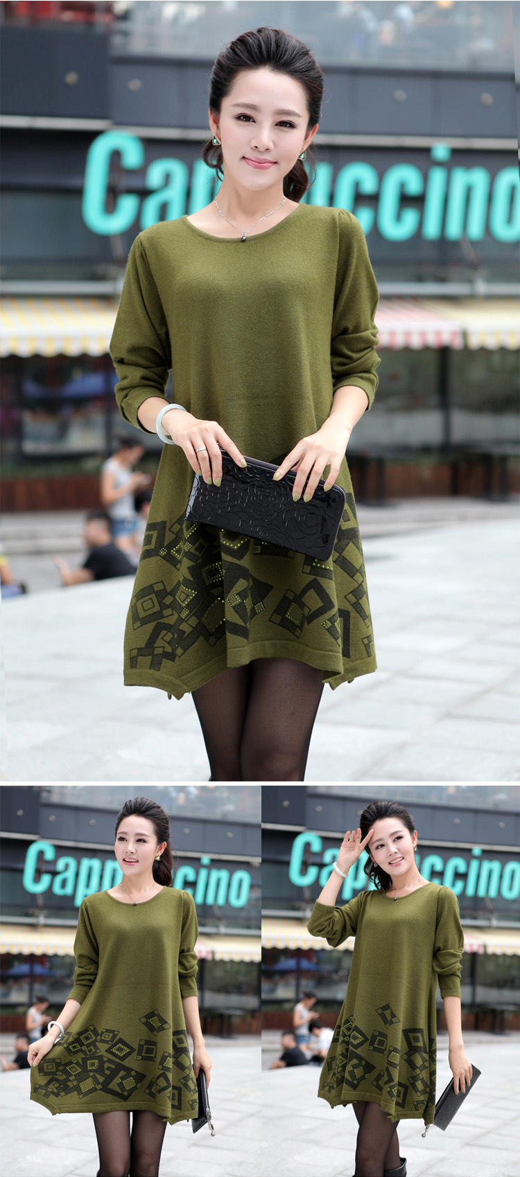 濮院羊毛衫 2012韩版女装时尚纯色针织衫 中长款套头毛衣4-8819