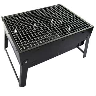 供应黑钢烧烤炉 户外炉 便携式烤炉 木炭 烧烤架 小额批发