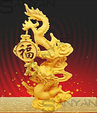 供应绒沙金 金龙系列 祥龙献瑞 风水摆件 招财金龙 家居摆设品