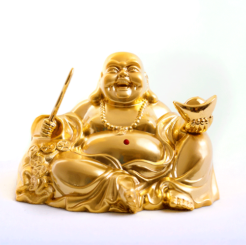 厂家直销24k真金电镀纯合金弥勒佛汽车香水座保平安