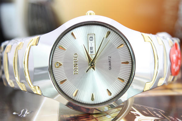 谛诺dinuo商务休闲男士双日历石英表 防水 商务男表批发