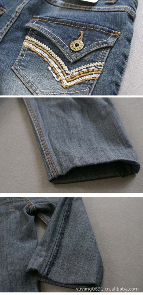 美国品牌 mudd 女 磨白 褶皱 后袋贴片 牛仔中裤 五分裤