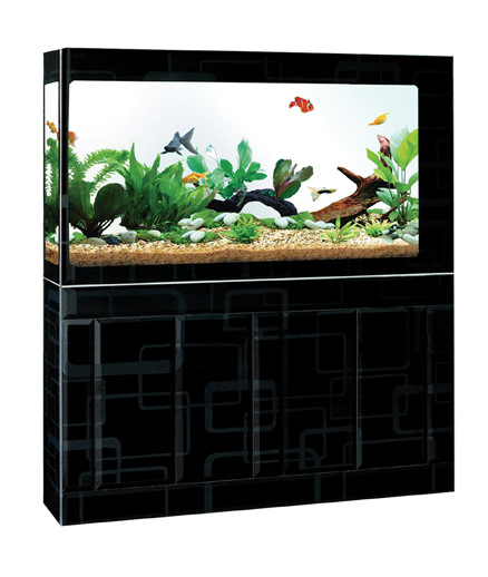 纯黑世纪金钻鱼缸 玻璃鱼缸水族箱 鱼缸代