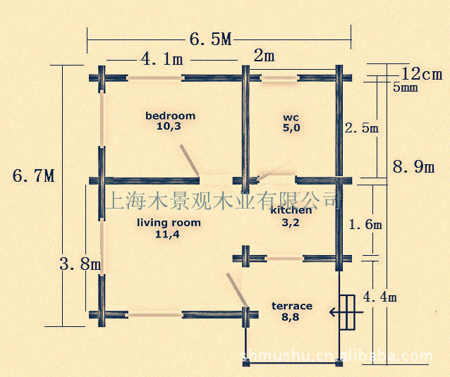 防腐木小木屋施工图图片