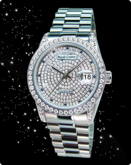 rc手表 萝亚克朗石英男表3594m-2(镶钻表壳 镶钻表面 放大日历)