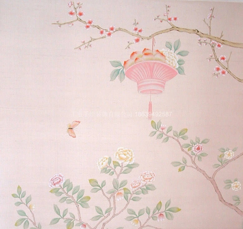 手绘丝绸壁纸 绘画墙纸 壁画 来样定制 尺寸定制图片_3