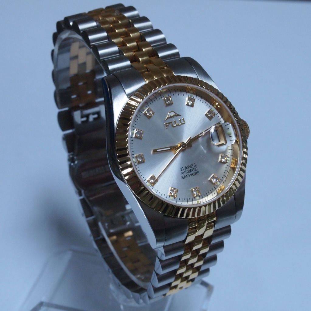 fuji富士手表 全自动机械男表 进口机芯 蓝宝石玻璃 精钢单历手表