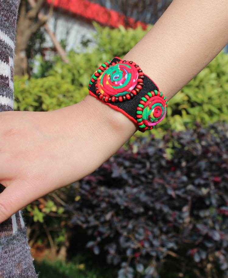 民族风饰品 原创手工布艺手链 布芤手镯 民族风纯手工手链批发图片_12