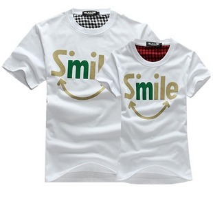 2012新款个性创意情侣装春夏装 情侣衣smile微笑短袖t恤
