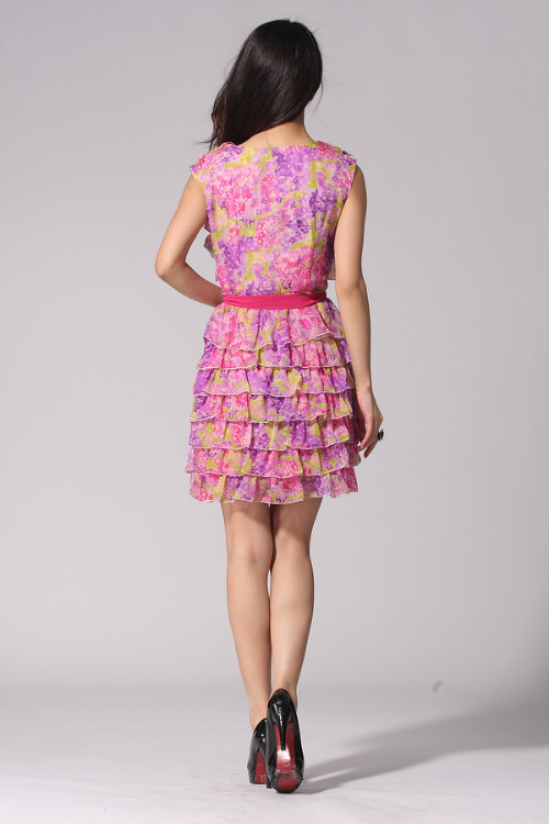 明星同款 欧美原单 2012最新款 dior印花层层蛋糕裙