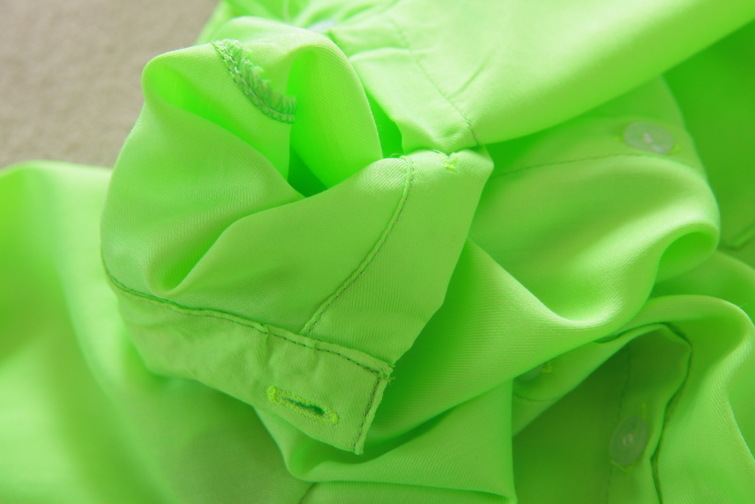 时尚韩版 原单纯色荧光色衬衫 单口袋衬衫232