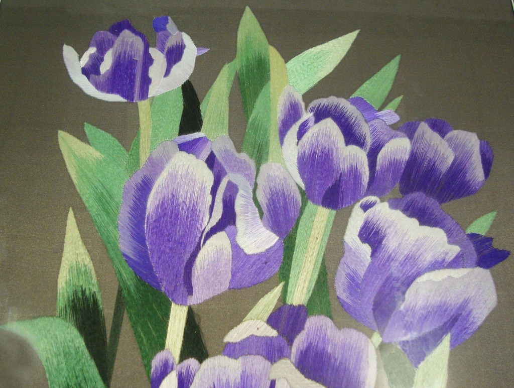 千年晋绣 纯手工刺绣 郁金香 民间手工艺品 装饰画 旅游礼品图片_3