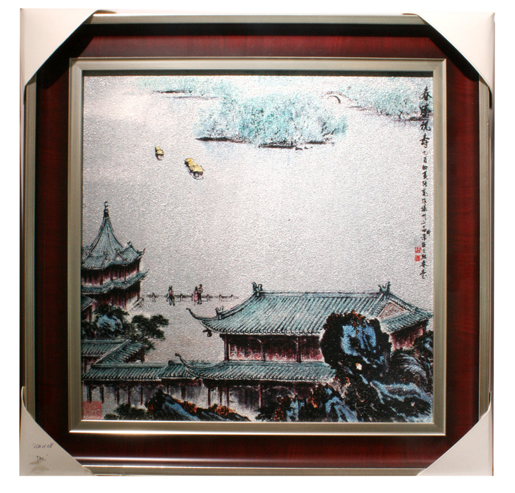 扬州漆画 "春意祝福" 麻银工艺画 家居装饰 纯手工 商务礼品