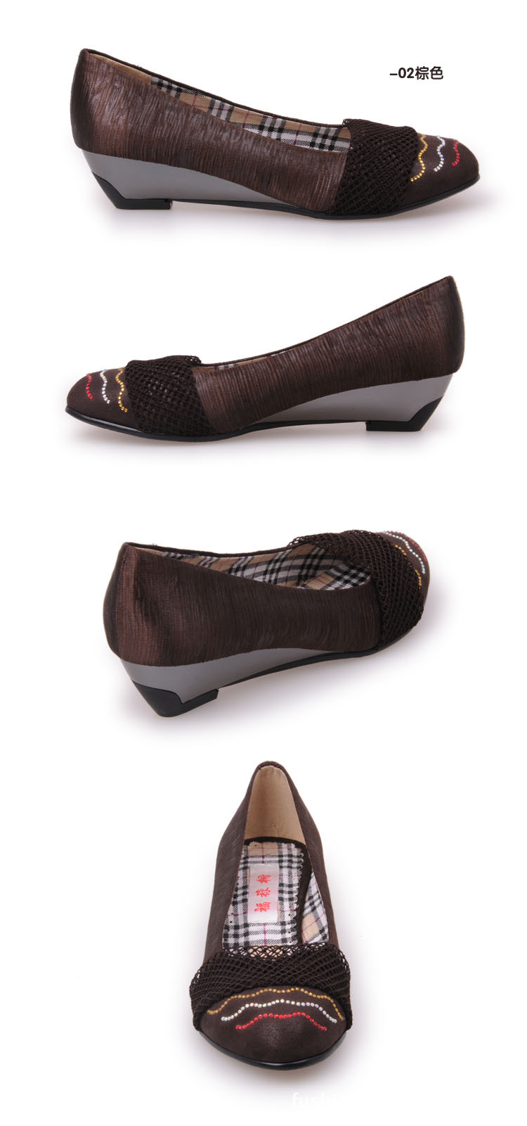 正品福禄桐老北京布鞋 时尚水钻花蕾低跟女鞋批发