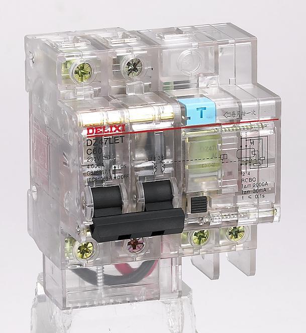 德力西 dz47let透明漏电保护断路器