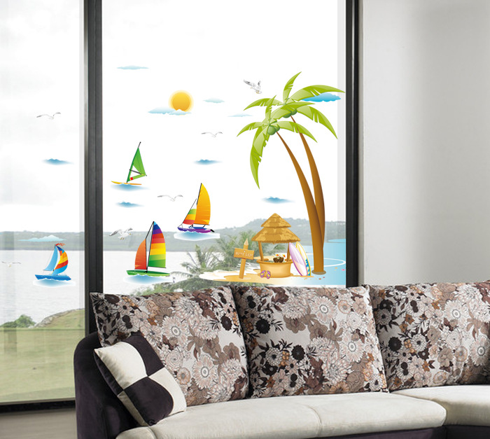 新款上市 三代墙贴批发 帆船 am020 卡通墙贴