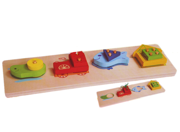 多功能形状配对 形状配对穿线 木质形状配对玩具 儿童形状配对