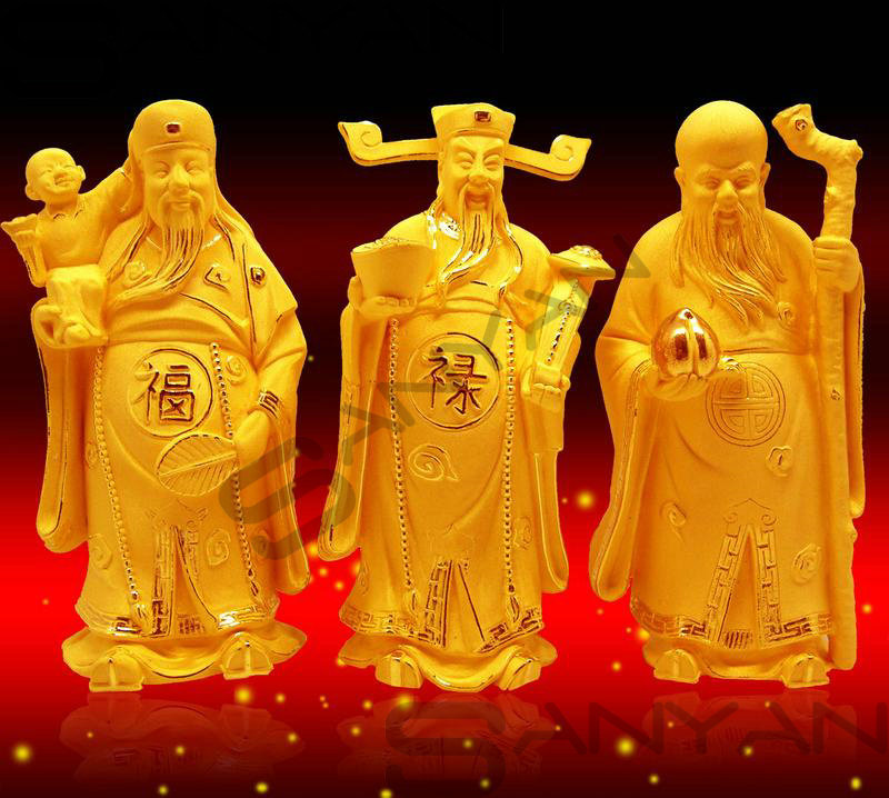 绒沙金寿礼 24k黄金礼品/摆件 寿桃 福禄寿 福寿公婆