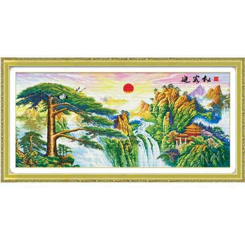 十字绣迎客松三十字绣风景版十字绣13075十字绣