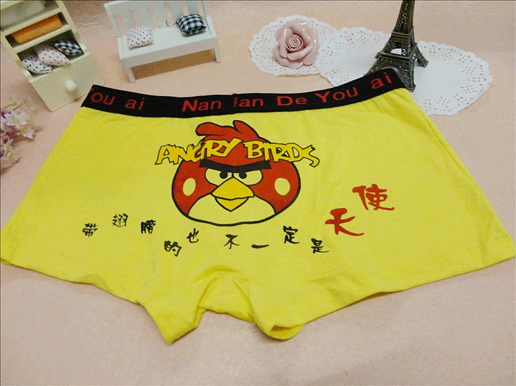 n3005黄色款 韩版卡通四角裤男式内裤平角裤 愤怒的小鸟y30图片_12