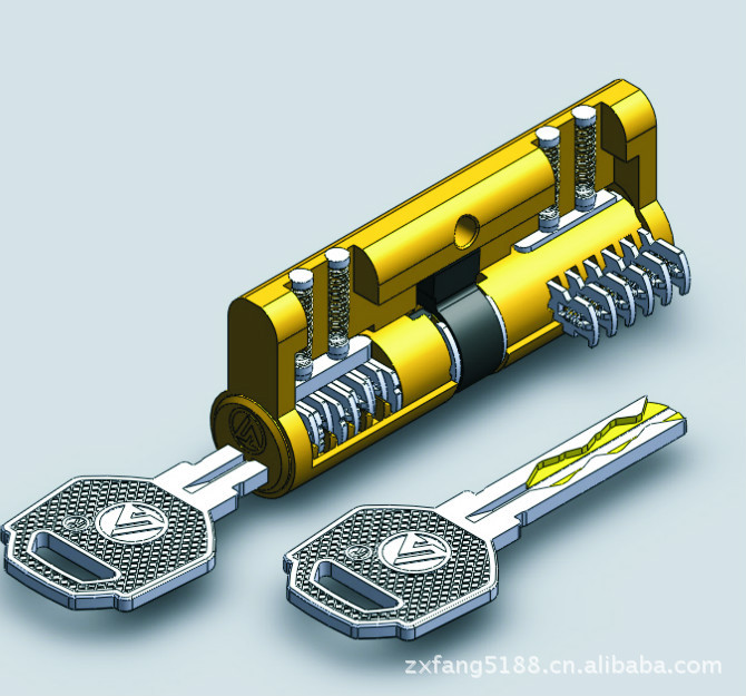 三环锁锁芯结构图图片