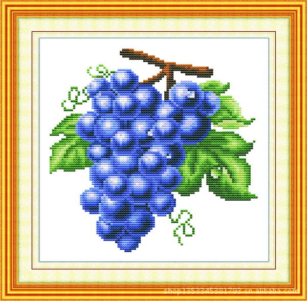 荐 供应不偏格精准水果图案葡萄十字绣j-2048