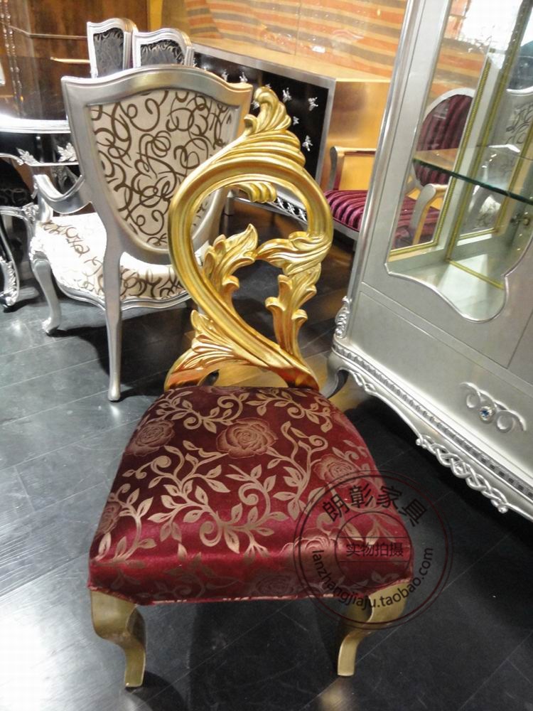 贴银箔家具 餐厅家具 别墅家具 新古典家具 会所家具 餐椅实木