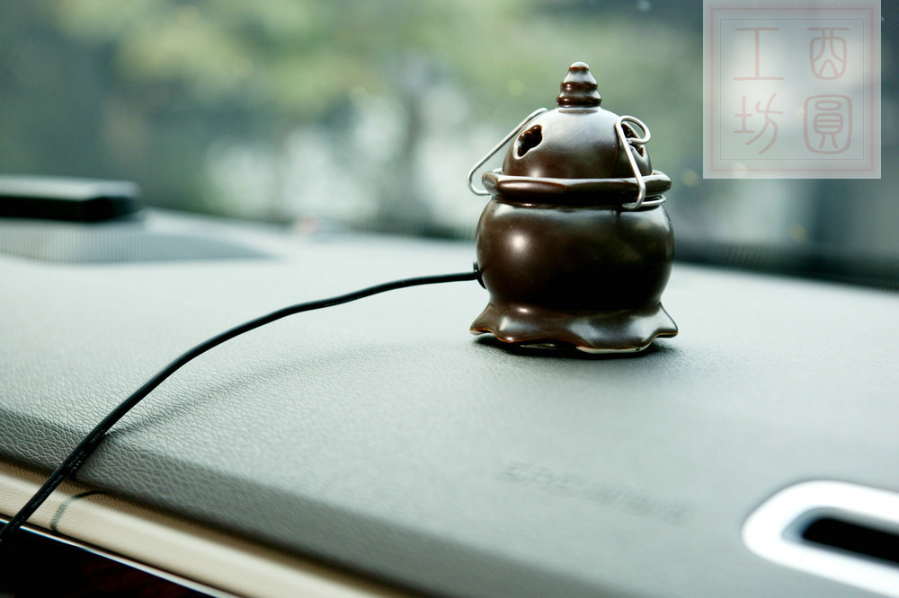 72b亚黑葫芦车载香炉 景德镇一级陶瓷炉体车载香炉 高档典雅大方