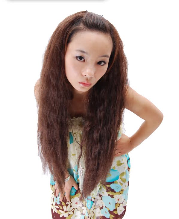 日韩爆款 明星同款假发 批发 长卷发假发 接头发 半头套现货玉米图片