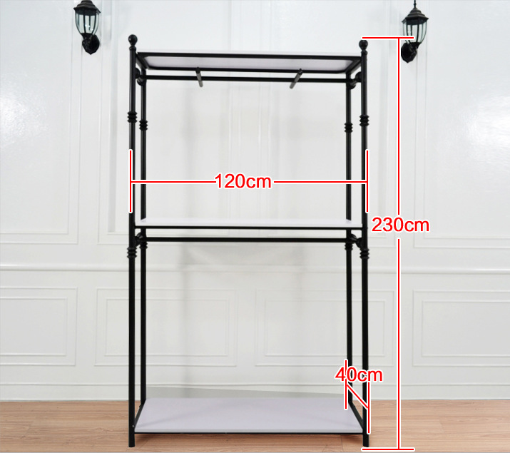 欧高档 男女装铁艺服装展示架双层服装架 衣服货架中岛架服装货架