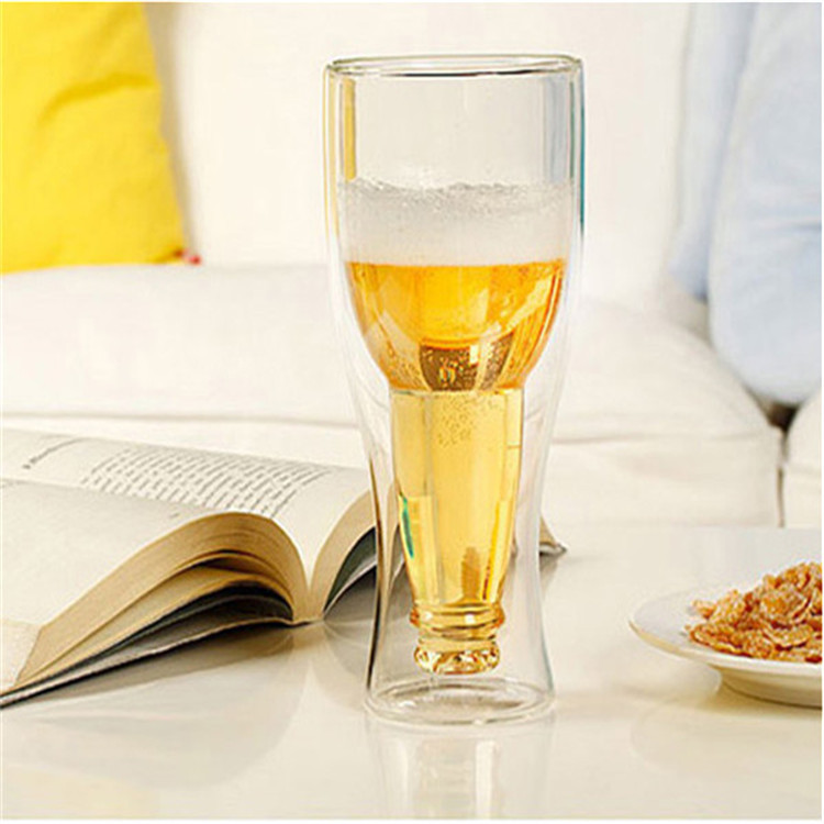 2013热销创意双层玻璃啤酒杯,350ml啤酒双层杯,个性啤酒玻璃杯