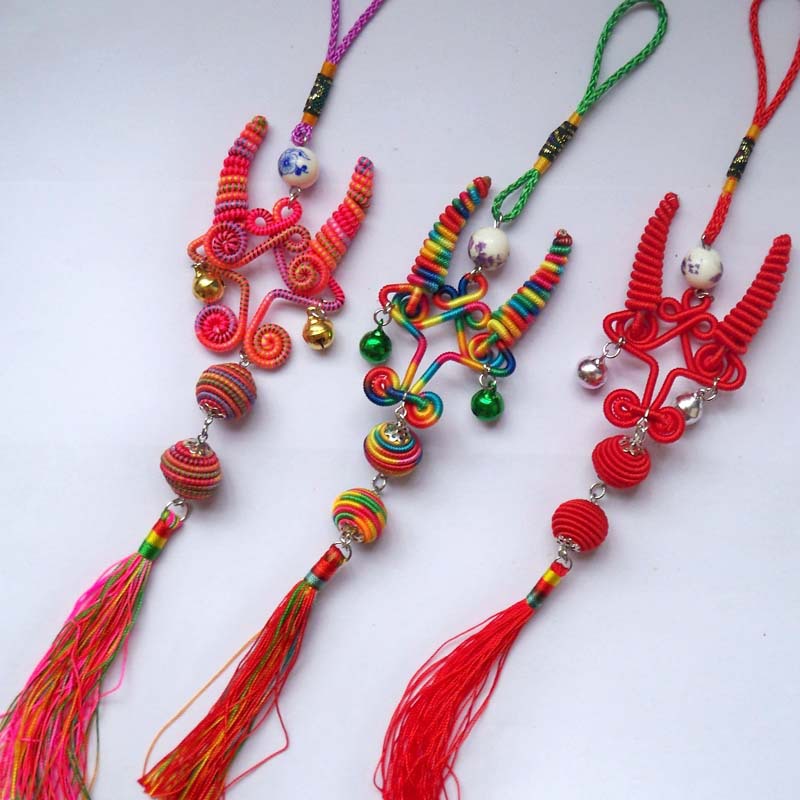 少数名族创意 彩绳编制牛头挂饰手机挂件包挂