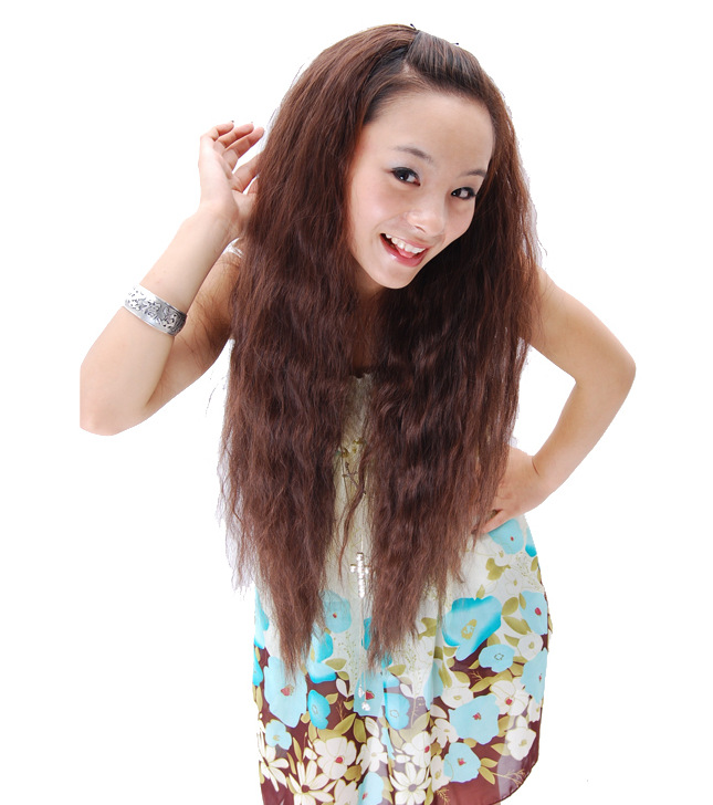 日韩爆款 明星同款假发 批发 长卷发假发 接头发 半头套现货玉米图片