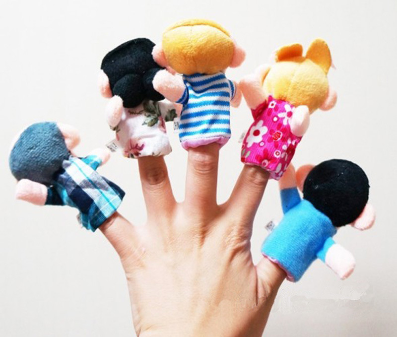 6款一家人小指偶 双层带脚小人 卡通手指偶-「人偶