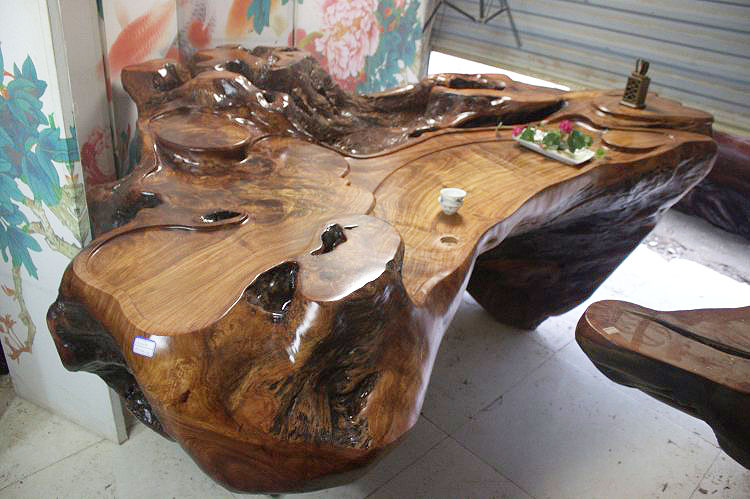 根雕茶几 红花梨茶桌 树桩茶凳 原木实木 茶海 树根茶台