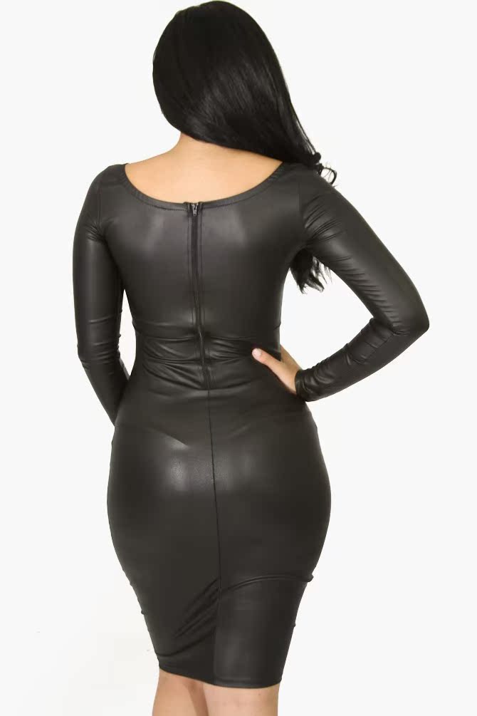 外贸2014新款连衣皮裙性感欧美夜店礼服派对晚裙