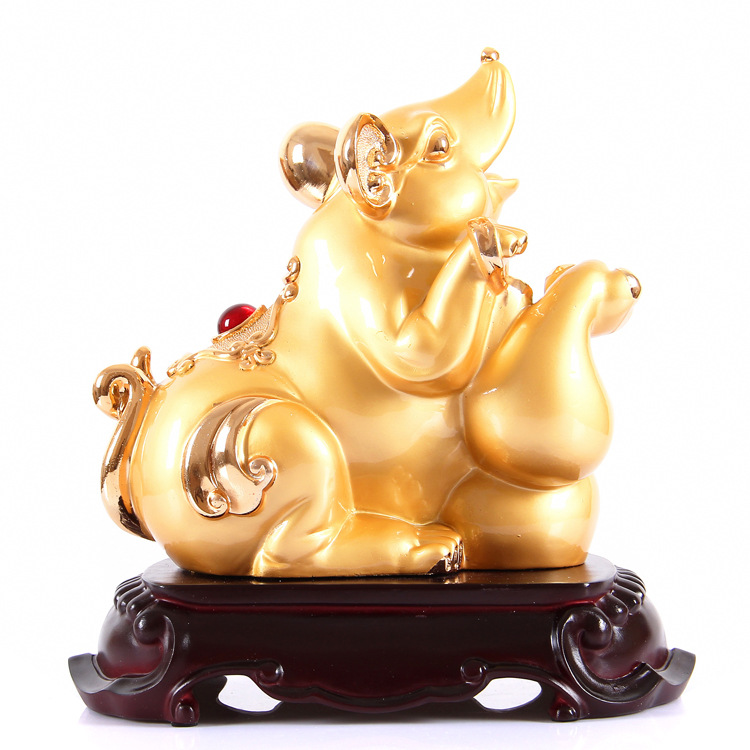 兴旺发达金鼠生肖摆件 家居客厅装饰 生日礼品招财鼠办公桌小摆件