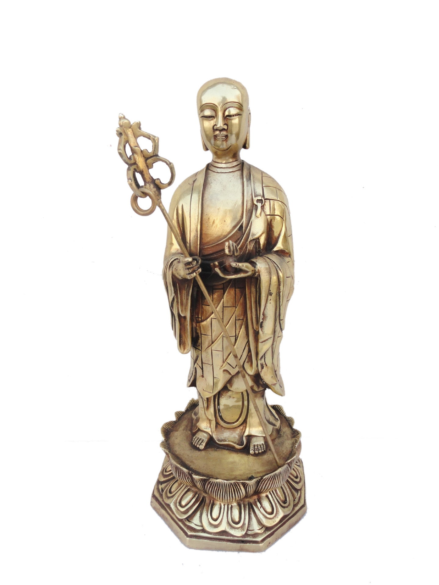 铜器佛像纯铜地藏王菩萨20cm骑谛听善听持法器