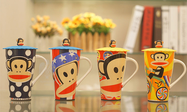 大嘴巴猴子大容量陶瓷杯子情侣水杯咖啡杯茶杯马克杯公仔头防尘盖