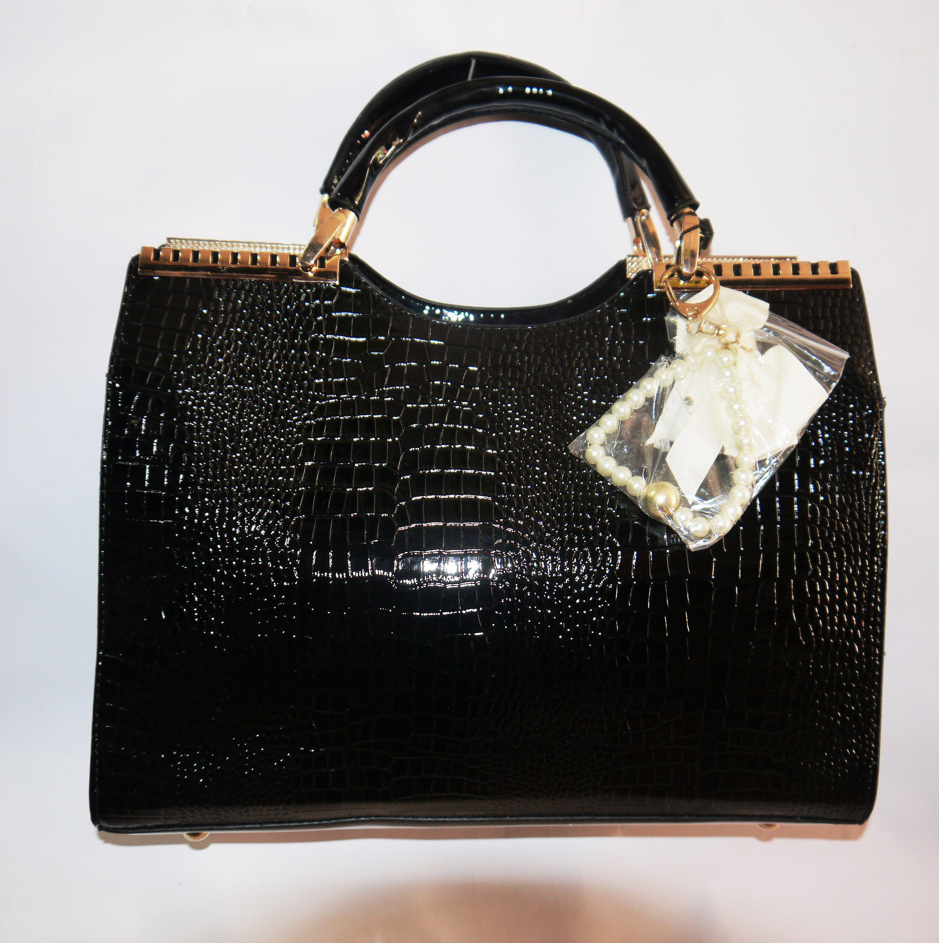 2013时尚女包 高雅富贵清新亮皮手提单背鳄鱼纹定型包