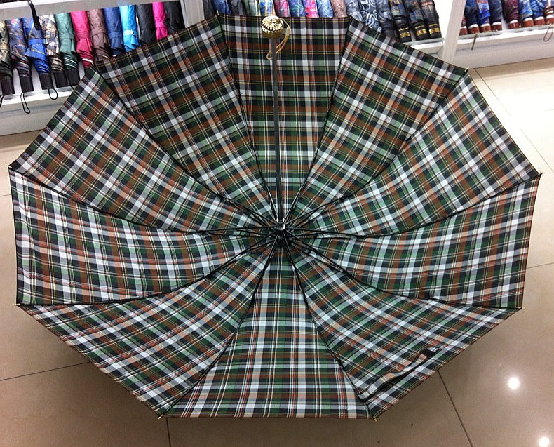 厂家直销晴雨伞素色格子布折叠雨伞加大三折伞雨伞