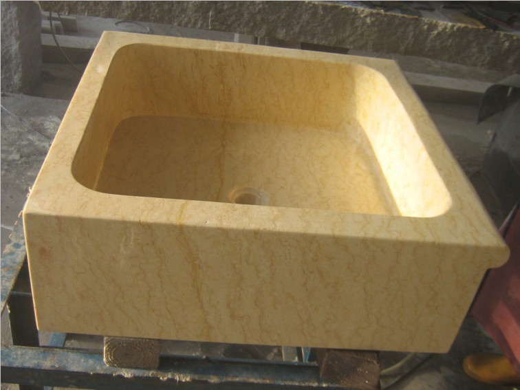 金碧米黄天然大理石常规方形洗手盆台盆