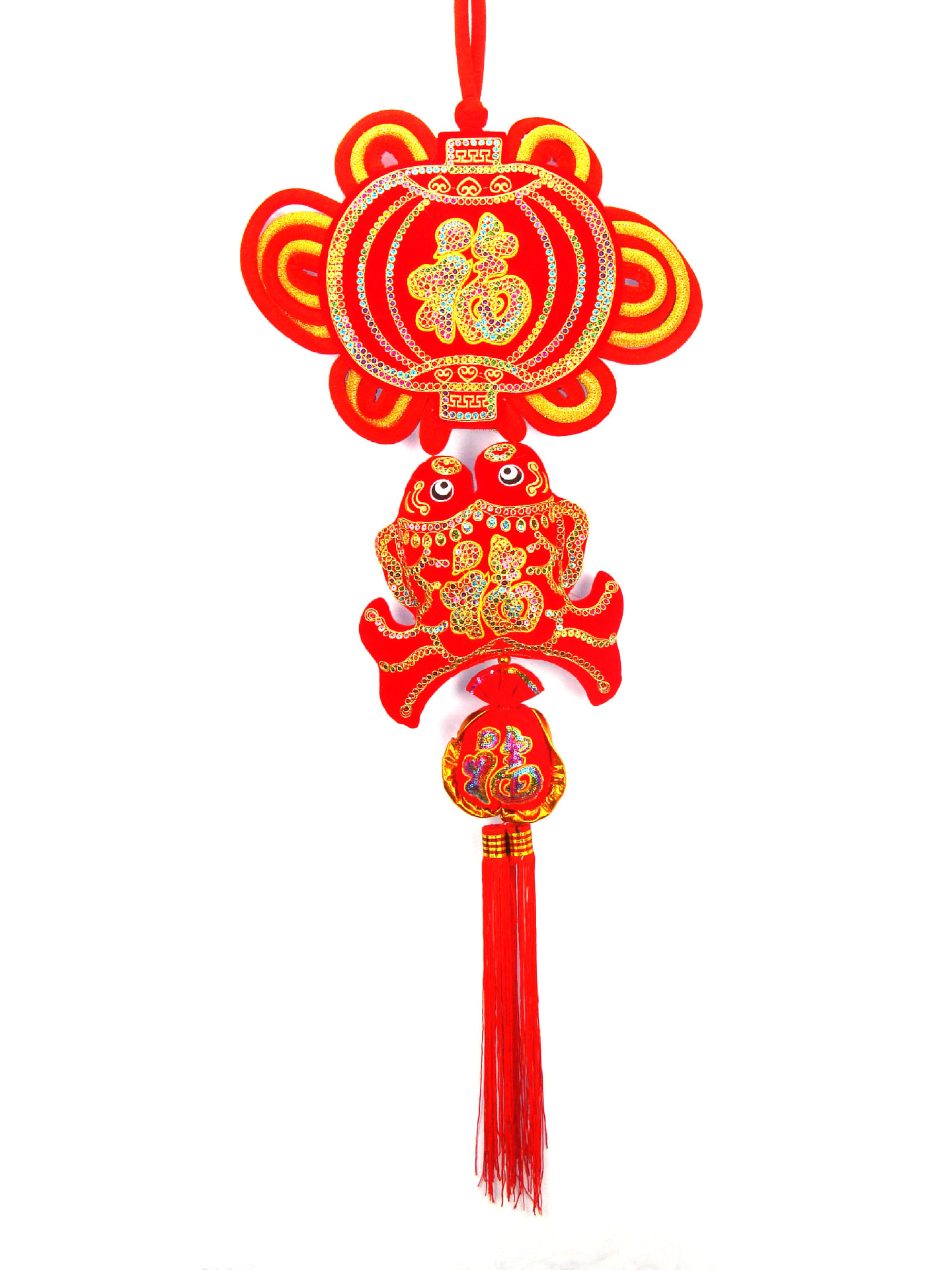 新年装饰用品 喜庆工艺品 福字灯笼 福字双鱼挂件