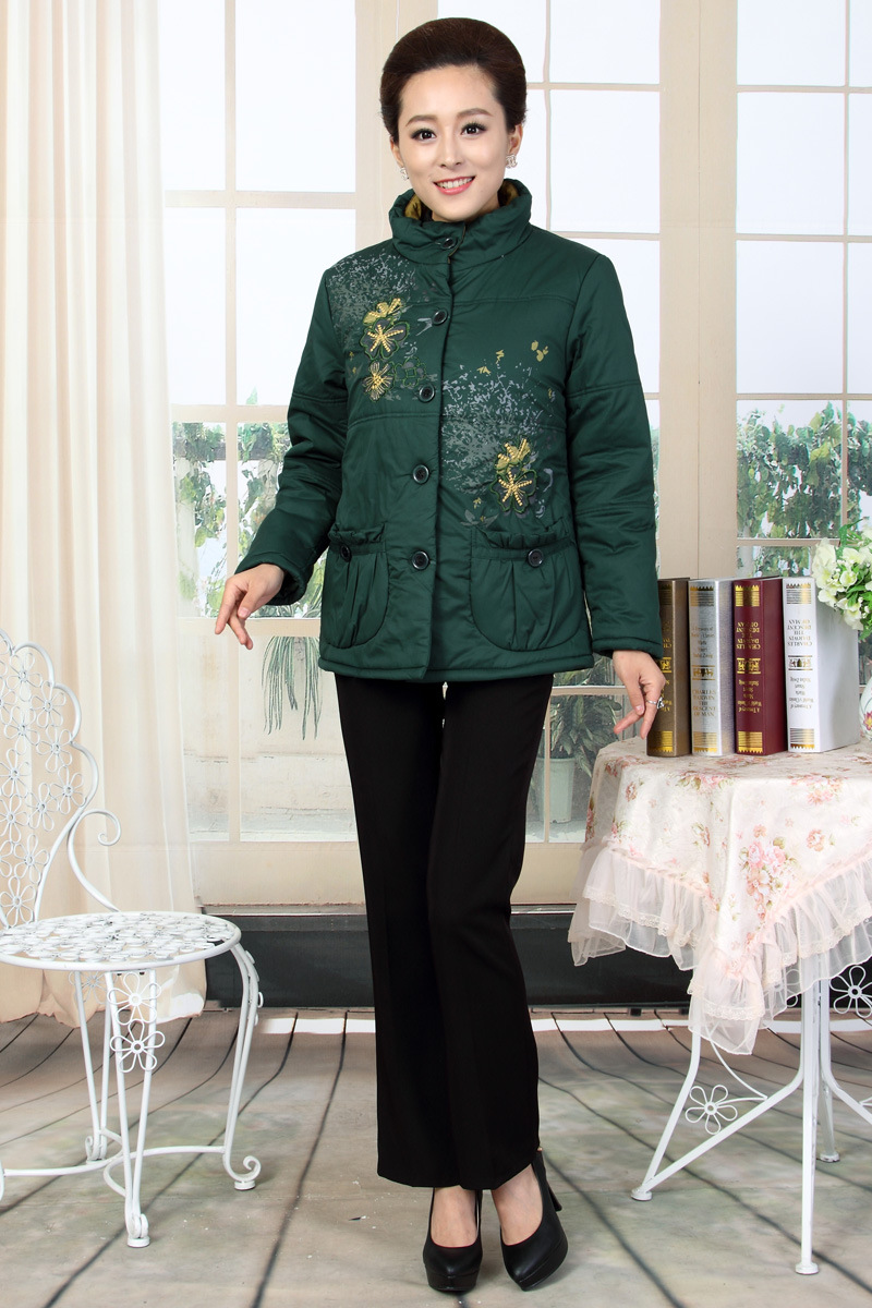 批发2013冬装绣花女装中老年棉衣外套中年妈妈装棉袄