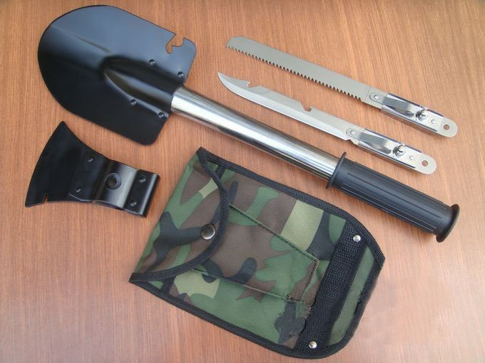 户外登山工具铲 工兵铲 多功能铲斧刀锯开瓶器 四合一铲