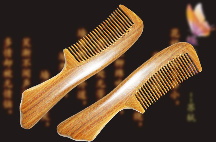 檀木梳,木梳,竹梳,桃木梳,漆艺木梳,彩绘木梳,婚庆木梳青花瓷 - 檀木