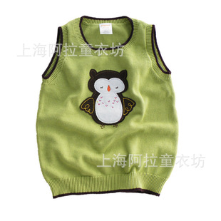 供应外贸童毛衣背心 男童小企鹅女童宝宝全棉针织毛线衣马甲 批发