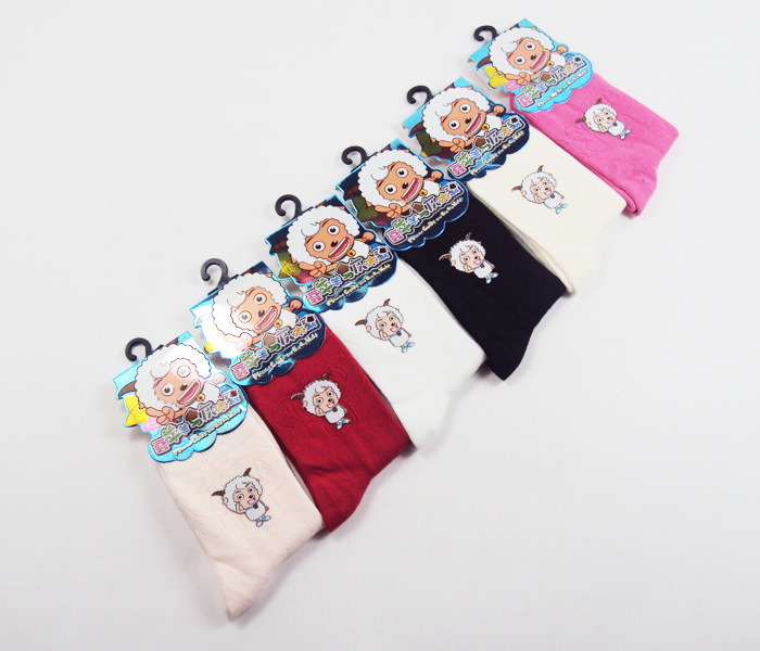 新款喜羊羊与灰太狼童袜 秋冬厚棉对目单色袜子 正品批发c4787